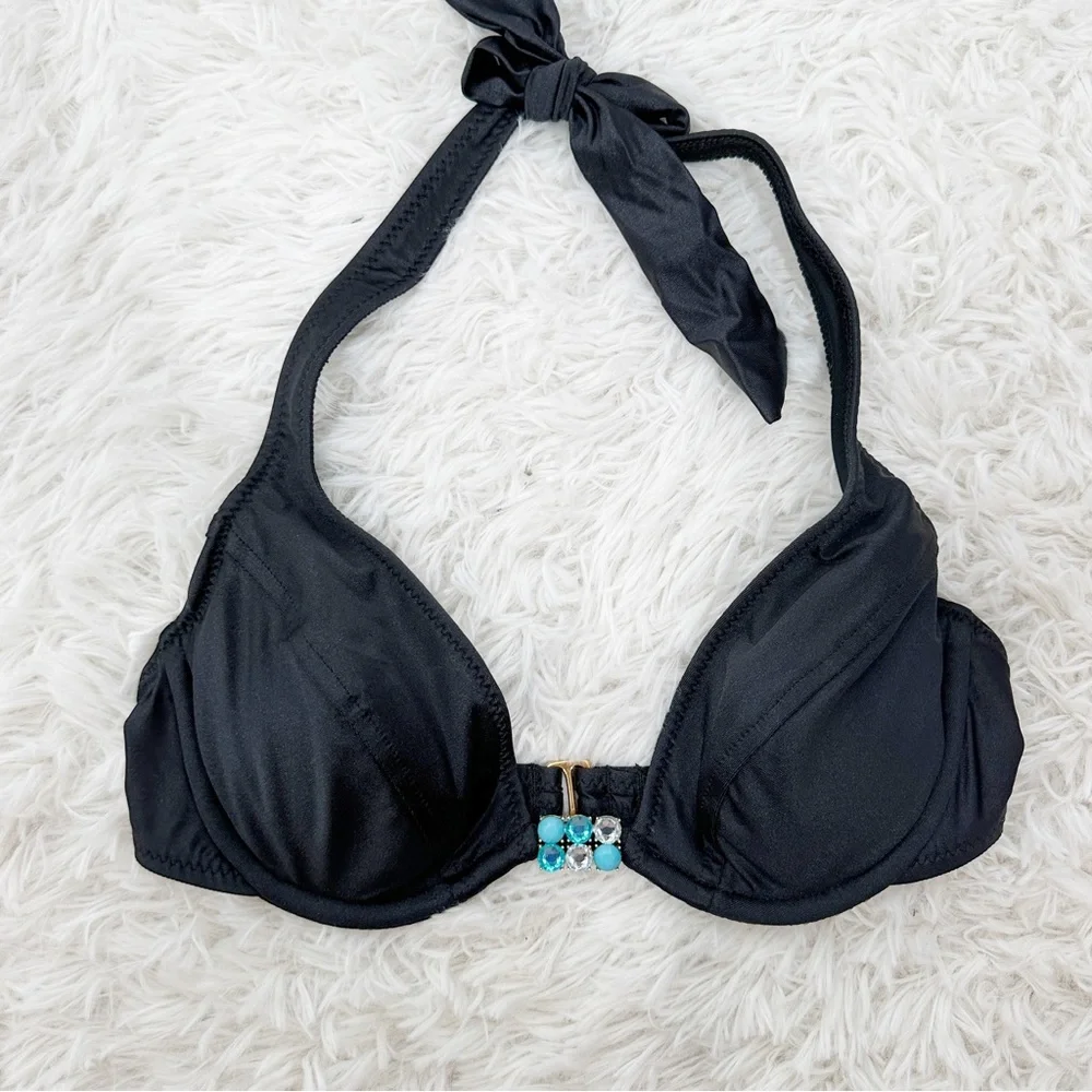 Victorias Secret Black Halter Bikini Swim Top 32B